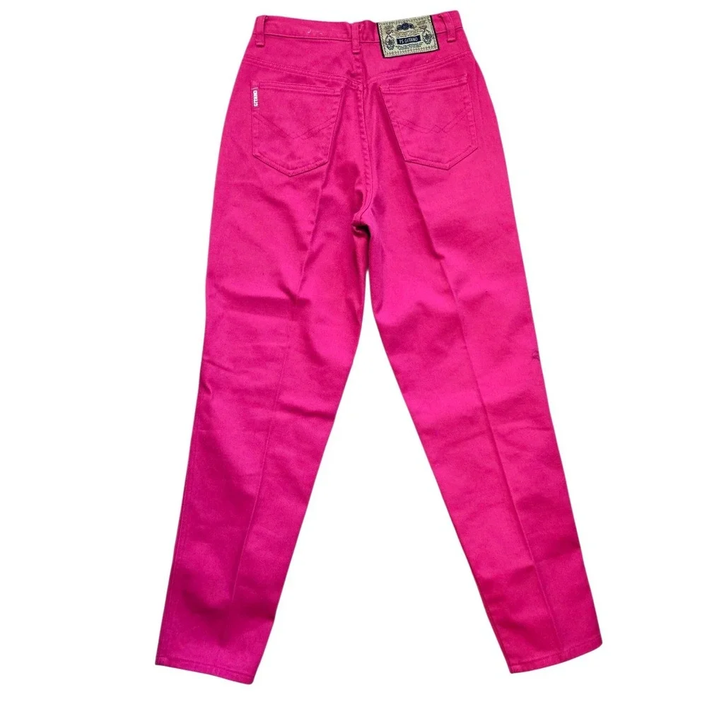 Vintage 80's Gitano Women's W26 L29 Jeans Dark Pink High Rise Tapered Mom‎ Denim